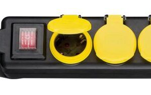 Πολύμπριζο GOOBAY  45194, 5x schuko, 16A, 3m, IP44, μαύρο-κίτρινο