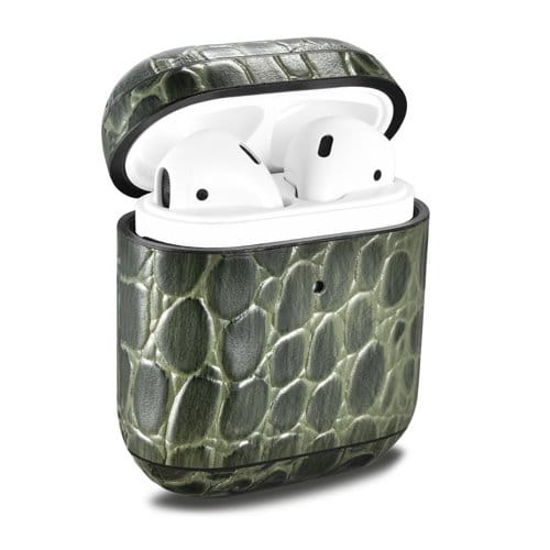 Θήκη Airpods iCarer Leather Crocodile natural leather green