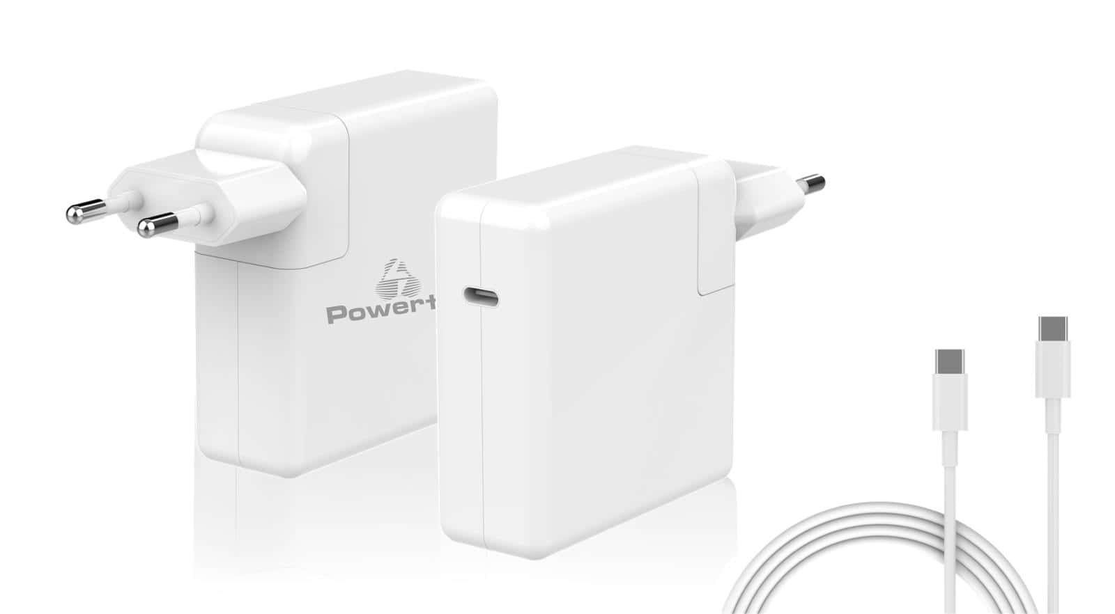 Φορτιστής Notebook Powertech PT-704 για Apple, USB Type C PD, 61W, λευκό