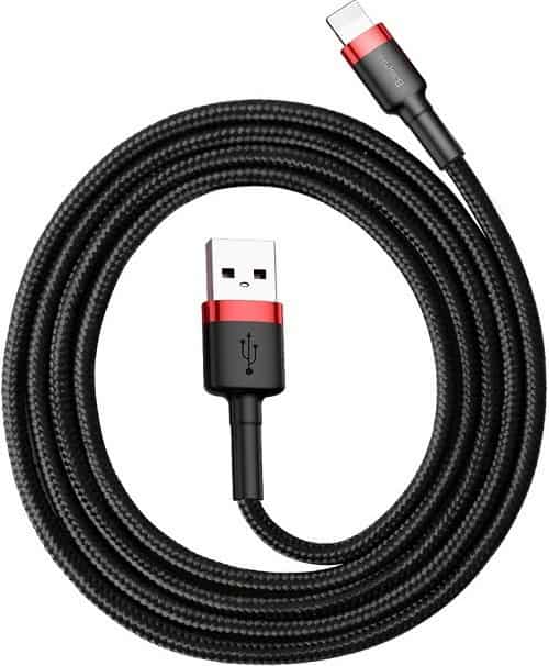 Baseus Cafule Cable Durable Nylon Braided Lighting 1m Black-Red - Image 2