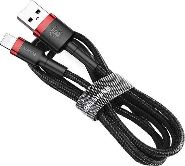 Baseus Cafule Cable Durable Nylon Braided Lighting 1m Black-Red - Image 3