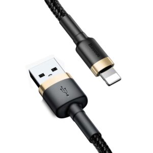 Baseus Cafule Cable Durable Nylon Braided Wire USB / Lightning QC3.0 2.4A 1M Black Gold