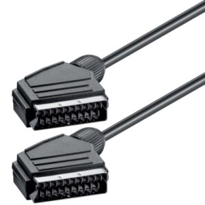 Powertech cable Scart 21pin M-M, Black, 1,4M