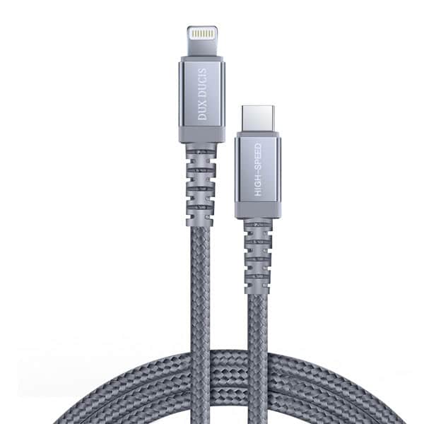 Dux Ducis Space MFI Cable Durable Nylon Braided Wire USB Type C PD 18W Lightning 1m 3A grey