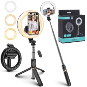Βάση Κινητού Techsuit Selfie Stick (Q07) Stable Tripod with Selfie Ring Light, Bluetooth Remote Control, 80cm Black