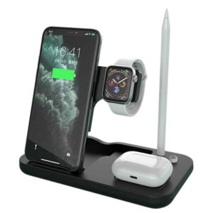 Φορτιστής κινητού Techsuit Wireless Charging Station 4in1 for iPhone, Apple Watch. AirPods, Apple Pencil 15W with Cable Black