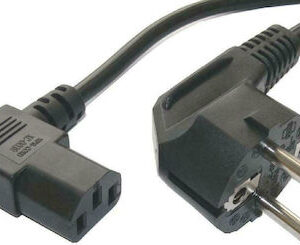 Καλώδιο Τροφοδοσίας Powertech για Η/Υ 90° 3 Pin 1.5m Black