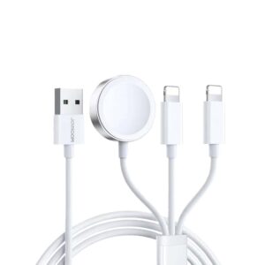 Φορτιστής JoyRoom Wireless Charging Cable 3in1 (S-IW007) - USB to Apple Watch, 2x Lightning, 3.5W, 1.2m White