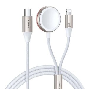 Φορτιστής JoyRoom Wireless Charging Cable (S-IW012) - USB-C to Apple Watch 3.5W, Lightning 30W, 3.5A, 9V, 1.5m White
