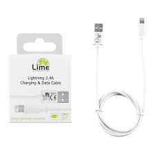 Lime  Lighting Long USB 2.4A  -Data  1m LUL01 White