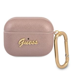 Θήκη Airpod Guess for AirPods Pro Cover Pink Saffiano Script Metal Collection
