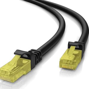 Καλώδιο Ethernet Powertech CAT 5e patch cable, U/UTP, 2m Black, CCA 26AWG, 0,4mm patch cord, Yellow Transparent plug