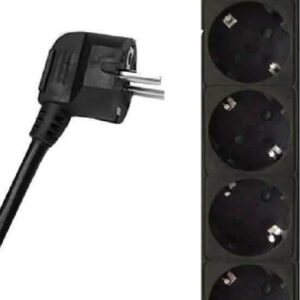 Πολύπριζο Powertech 5 Θέσεων με Διακόπτη και Καλώδιο 1.5m Μαύρο