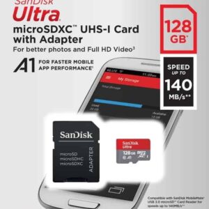Κάρτα μνήμης SanDisk Ultra microSDXC 128GB + SD Adapter 140MB/s  A1 Class 10 UHS-I