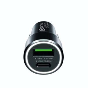 Φορτιστής Αυτοκινήτου Prio Fast Charge Car Charger 20W PD (USB C) + QC 3.0 (USB A) Black