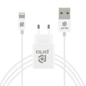 Φορτιστής κινητού Prio MFi Charging Set (12W/2.4A Charger + Lightning cable 1M ) White