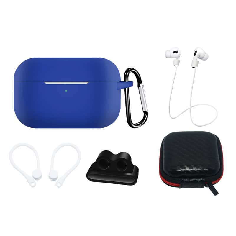 Θήκη Airpods Hurtel Silicone Set for AirPods Pro 2 / AirPods Pro 1 + Case / Ear Hook / Neck Strap / Watch Strap Holder / Carabiner Blue