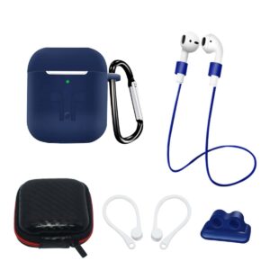 Θήκη Airpods Hurtel Silicone Set for AirPods 1/2 Case/Ear Hook/Neck Strap/Watch Strap Holder/Carabiner Clasp Blue