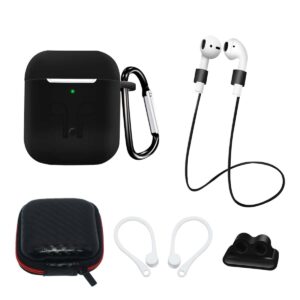 Θήκη Airpod Hurtel Silicone Set for AirPods 1/2 Case/Ear Hook/Neck Strap/Watch Strap Holder/Carabiner Clasp Black