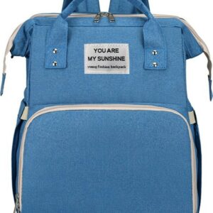 Τσάντα πλάτης 2 in 1 και Παιδικό Κρεβατάκι Αδιάβροχη Μπλε 41x32x21εκ