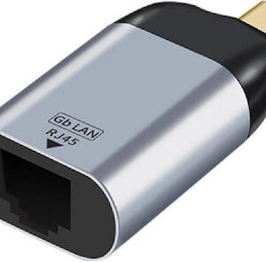 Κάρτα Δικτύου Αντάπτορας Powertech USB-C σε RJ45 1000Mbps γκρι