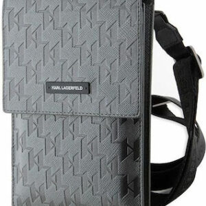 Τσάντα Ώμου Karl Lagerfeld Saffiano Monogram Wallet Phone Bag Silver