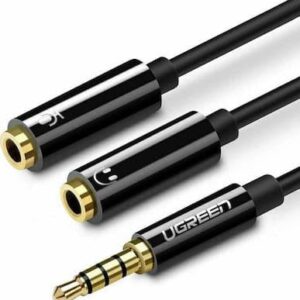 Καλώδιο Ugreen Headphone Splitter Jack 3.5mm male to 2x Jack 3.5mm Female Microphone + Stereo Output 20cm Black
