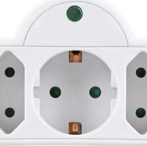 Πολύμπριζο Powertech PT-816 1x Schuko 2x Euro 16A White