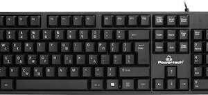 Πληκτρολόγιο Powertech PT-1074 Ενσύρματο 1,35m EN/GR Μαύρο