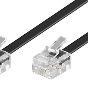 Καλώδιο Τηλεφωνικό Goobay Flat RJ11 6P4C 10m Μαύρο