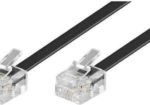 Καλώδιο Τηλεφωνικό Goobay Flat RJ11 6P4C 15m Μαύρο