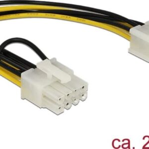 DeLock 6-Pin PCIE female - 8-Pin PCIE male Cable 0.2m