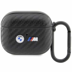 Θήκη Airpods BMW for AirPods 3 Black PU Carbon Double Metal Logo