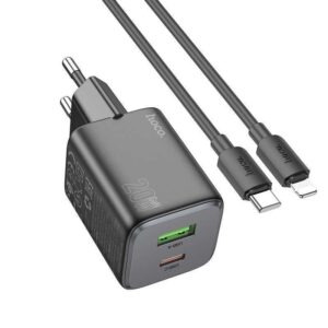 Φορστιστής Γραφείου Hoco N41 Wall Charger 1xUSB, 1xType-C 20W with Cable Type-C to Type-C Black