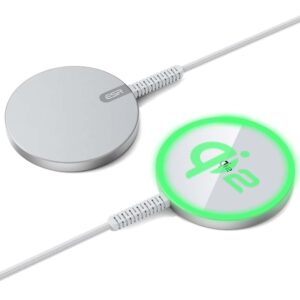 Φορτιστής κινητού ESR Mini Magnetic Wireless Charger HaloLock QI2 - MagSafe Compatible with Cable Type-C, 15W, 1.5m Silver