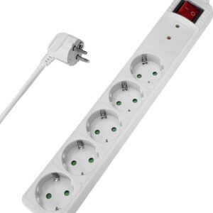 Πολύπριζο Ασφαλείας Powertech PT-880 5 Θέσεων με Διακόπτη και Καλώδιο 1.5m White