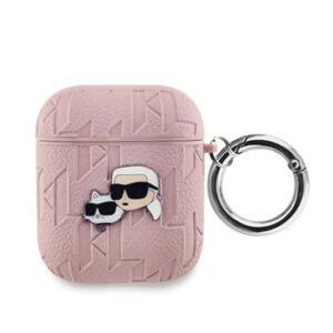Θήκη Airpod Karl Lagerfeld PU Embossed Karl and Choupette Heads for AirPods 1/2 Pink
