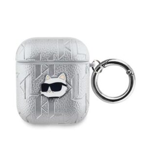Θήκη Airpod Karl Lagerfeld PU Embossed Choupette Head for AirPods 1/2 Silver