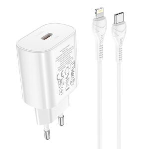 Φορτιστής κινητού Hoco Travel Charger Type C + cable Type C to Lightning PD QC3.0 25W N22 White