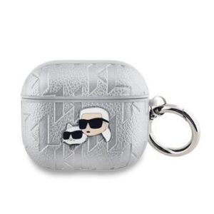 Θήκη Airpod Karl Lagerfeld PU Embossed Karl and Choupette Heads for AirPods 3 Silver