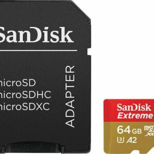 Κάρτα μνήμης Sandisk Extreme microSDXC 64GB Class 10 U3 V30 A2 UHS-I με αντάπτορα