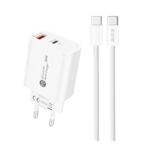 Φορτιστής κινητού Hurtel A6MaxL 20W USB-A USB-C wall charger with USB-C - USB-C 1m cable White