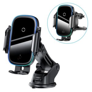 Βάση Κινητού Baseus with Wireless Charging Light for Dashboard, Windshield, Air Vent, 15W Black