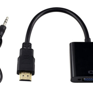 Powertech μετατροπέας HDMI σε VGA CAB-H071 με audio jack μαύρο 0.20m