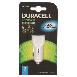 Φορτιστής Αυτοκινήτου Duracell Car Charger With Dual USB Output 3.4A White