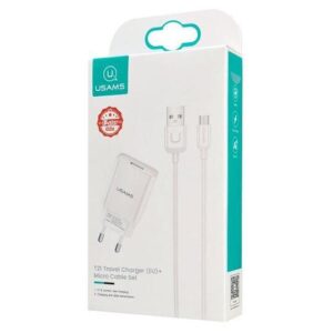 Φορτιστής Κινητού USAMS T21OCMC01 με Καλώδιο Micro USB USB 2.1A Λευκός
