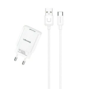 Φορτιστής Κινητού USAMS T21OCTC01 με καλώδιο USB-C USB 2.1A Λευκός