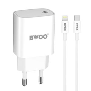 Φορτιστής κινητού BWOO PD wall charger 1x USB-C port + Lightning 20W White