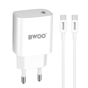 Φορτιστής κινητού BWOO PD Wall Charger 1x USB-C port + USB-C 20W White