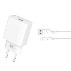 Φορτιστής κινητού XO Wall Charger QC 3.0 18W 1x USB white + Lightning Cable